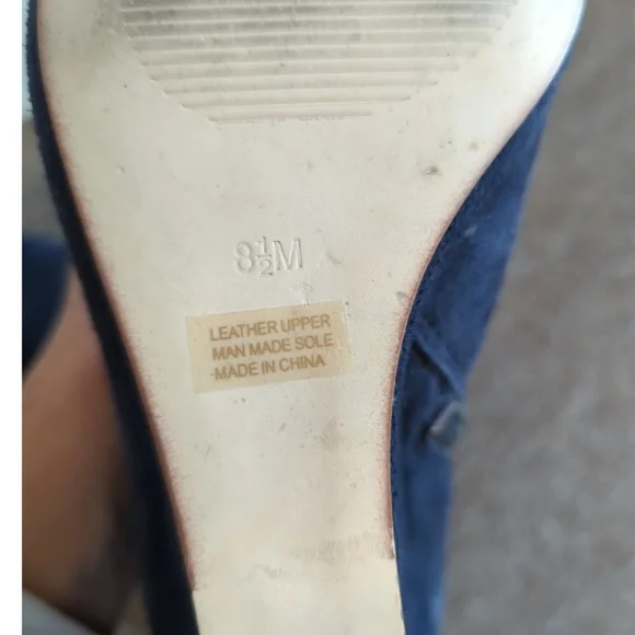 Gorgeous Blue Suede Boots 8 1/2 Covered Wedge Heel - Picture 10 of 12